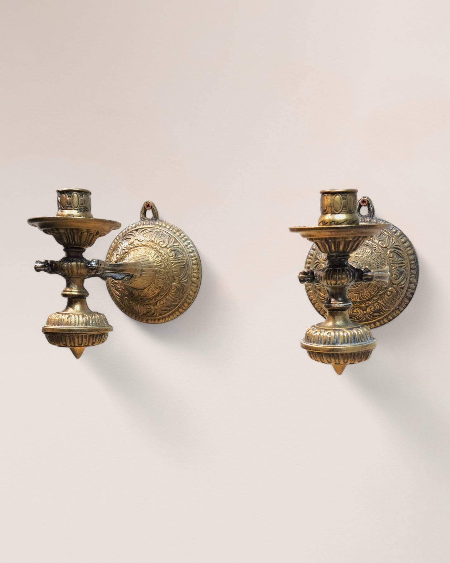 Early 20th Century Pair of French Antique Brass Nautical Candle Sconces