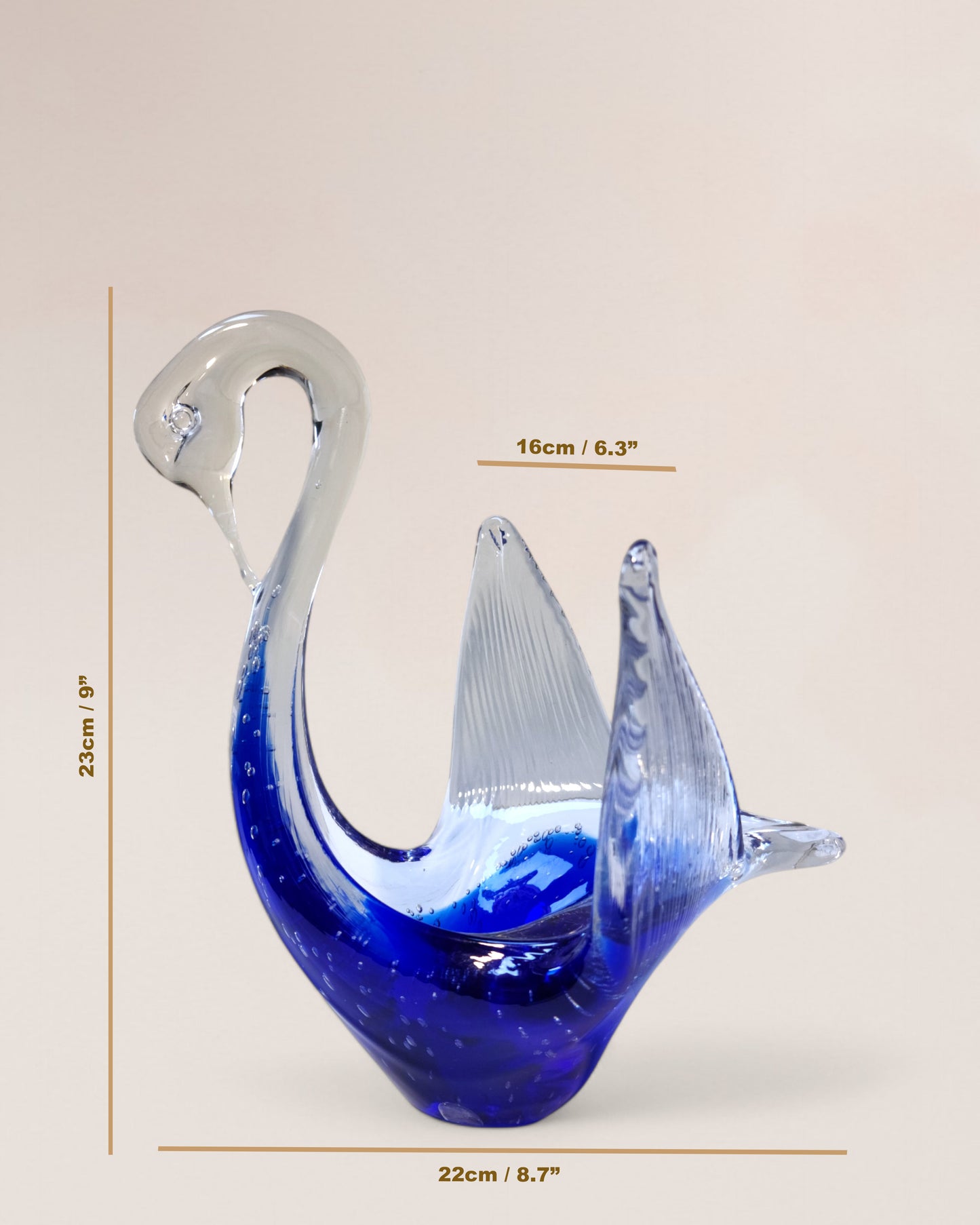 Vintage 1960s/70s Venetian "Murano" Hand-Blown Glass Swan Figurine