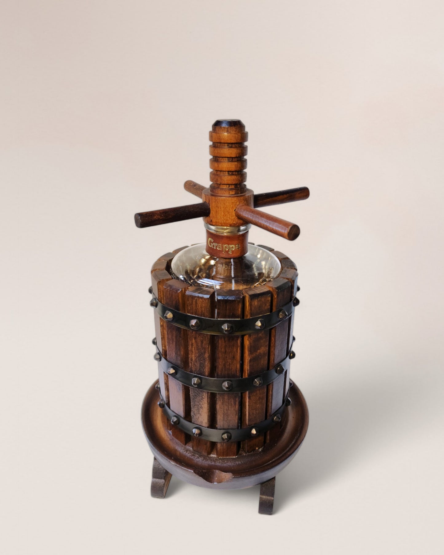 Vintage 1970s Grappa Liquor Wine Press Shaped Decanter