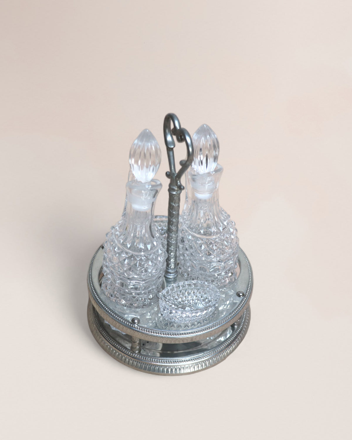 Victorian Era Style, Italian Crystal Glass Cruet Set, Early 20th Century