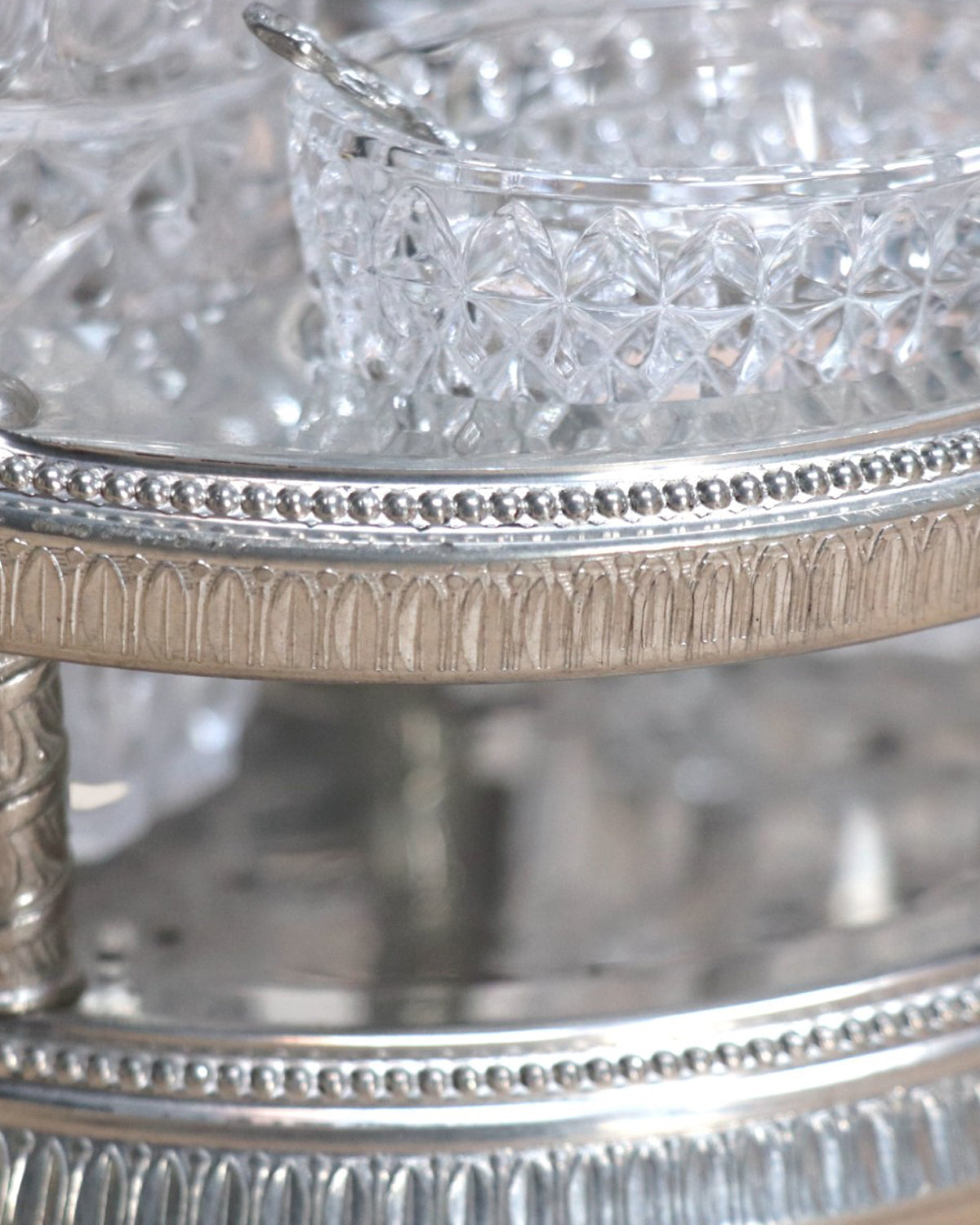 Victorian Era Style, Italian Crystal Glass Cruet Set, Early 20th Century