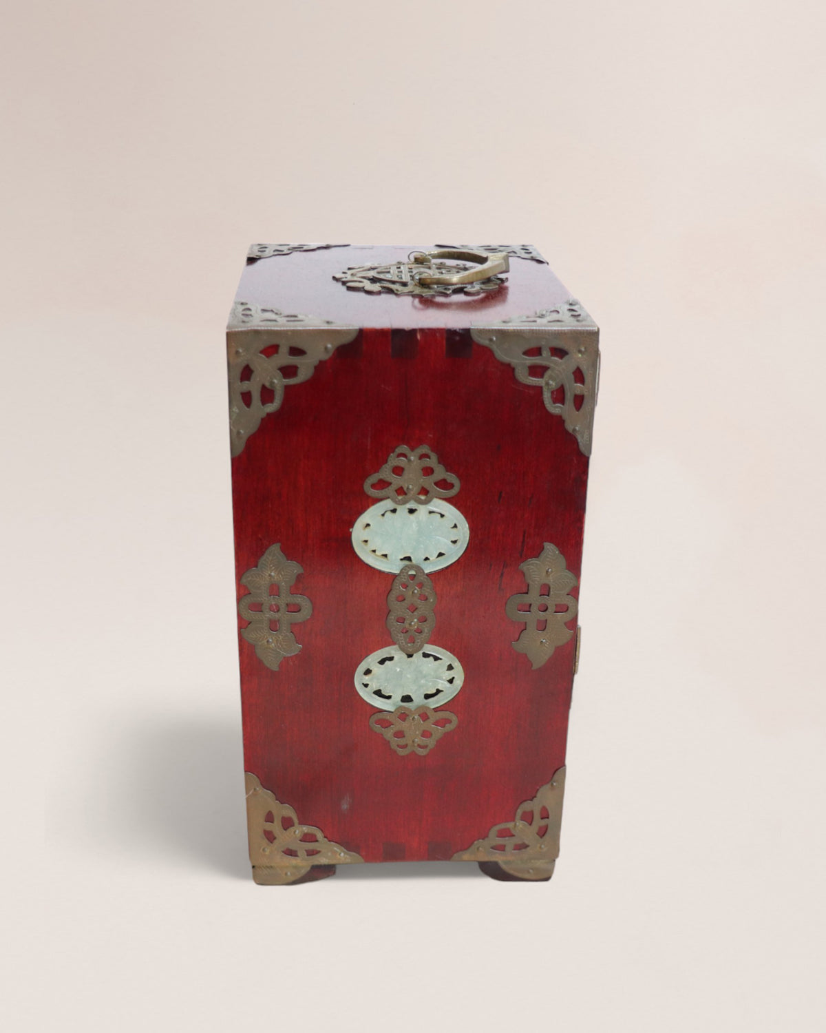 Vintage Mid 20th Century Chinese Rosewood and Jade Jewelry Box