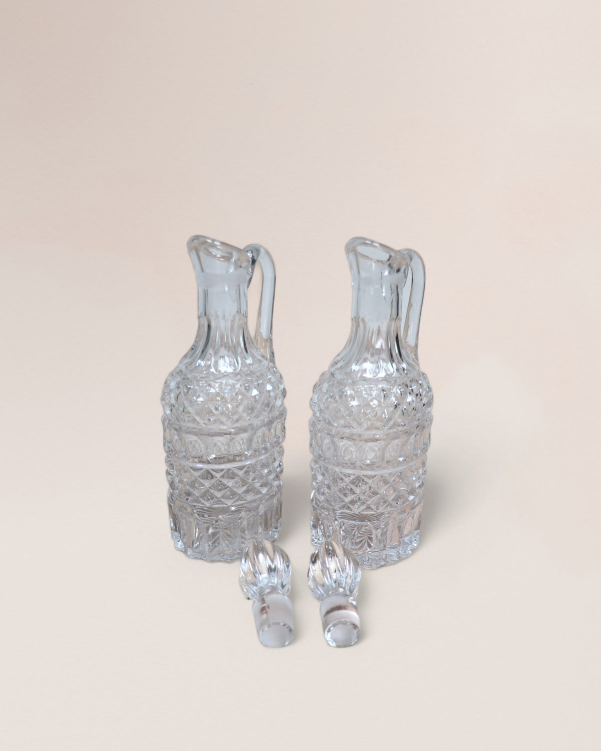 Victorian Era Style, Italian Crystal Glass Cruet Set, Early 20th Century