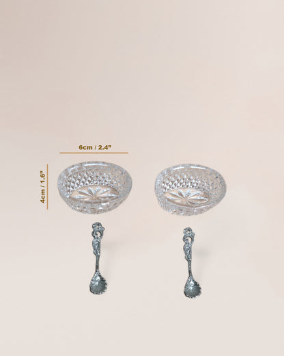 Victorian Era Style, Italian Crystal Glass Cruet Set, Early 20th Century