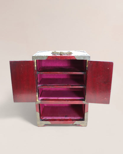 Vintage Mid 20th Century Chinese Rosewood and Jade Jewelry Box
