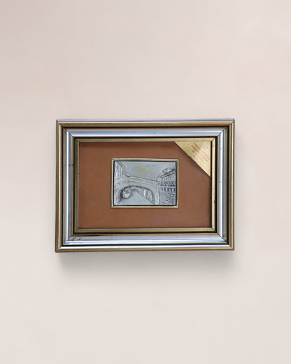 Vintage Creazioni Artistiche Su Metalli 925 Silver Miniature Engraved Framed Art
