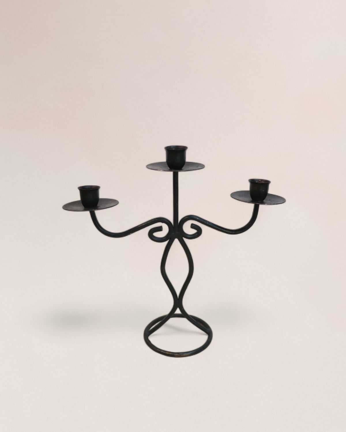 Vintage 1970s Cast Iron Candelabra with 3 Stands