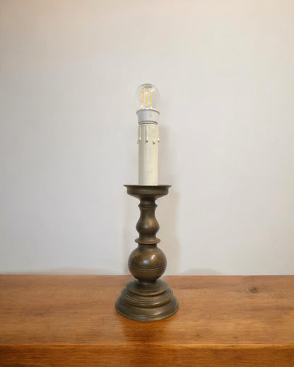Pair of Late 1800s Antique Bronze Candelabrum Table Lamps