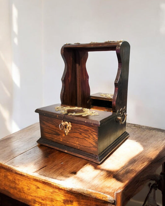 Late 1800s Wood Cased Victorian Tantalus with Mirror