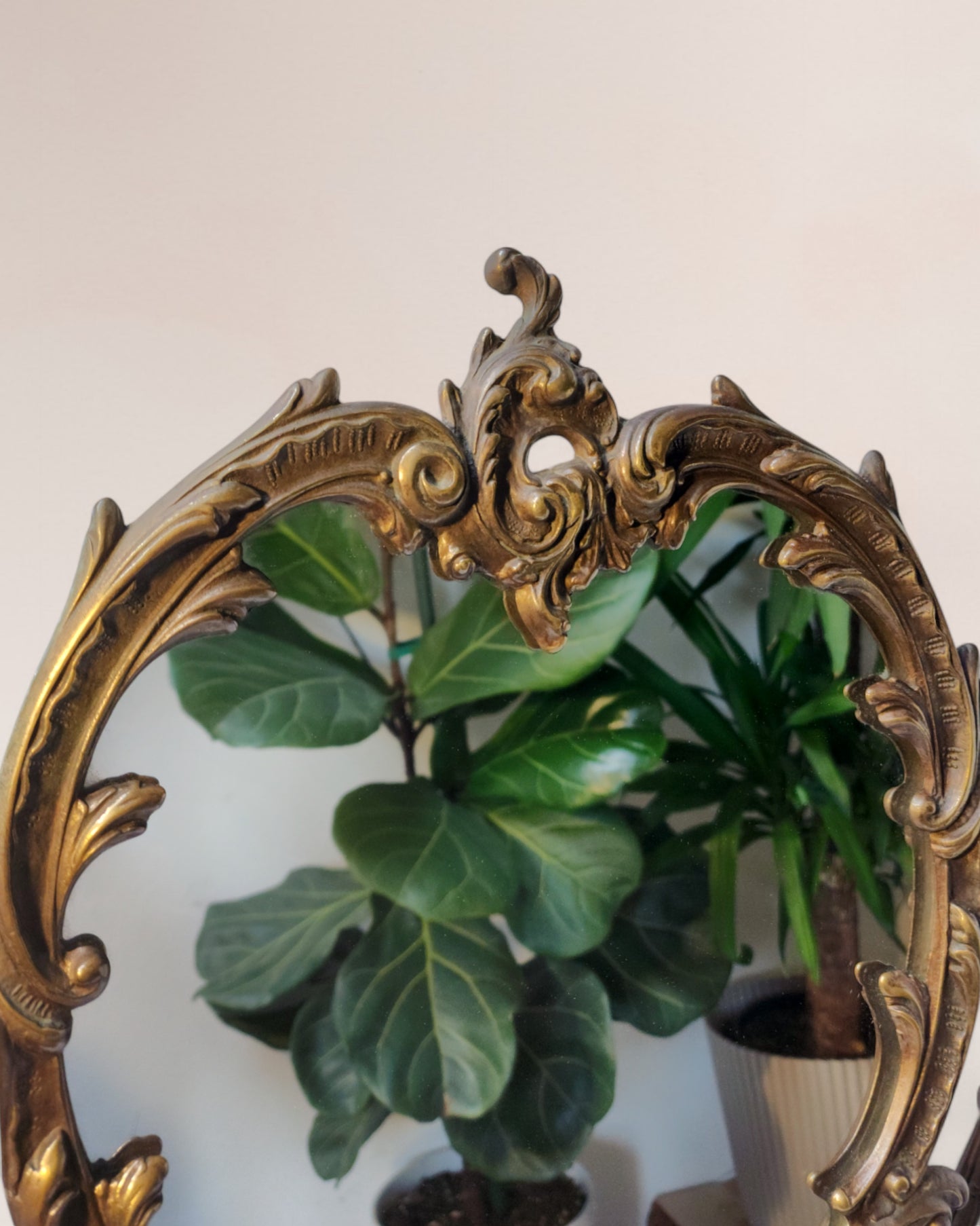 Early 1900s Antique Bronze Swinging Vanity Mirror - Rococo Style