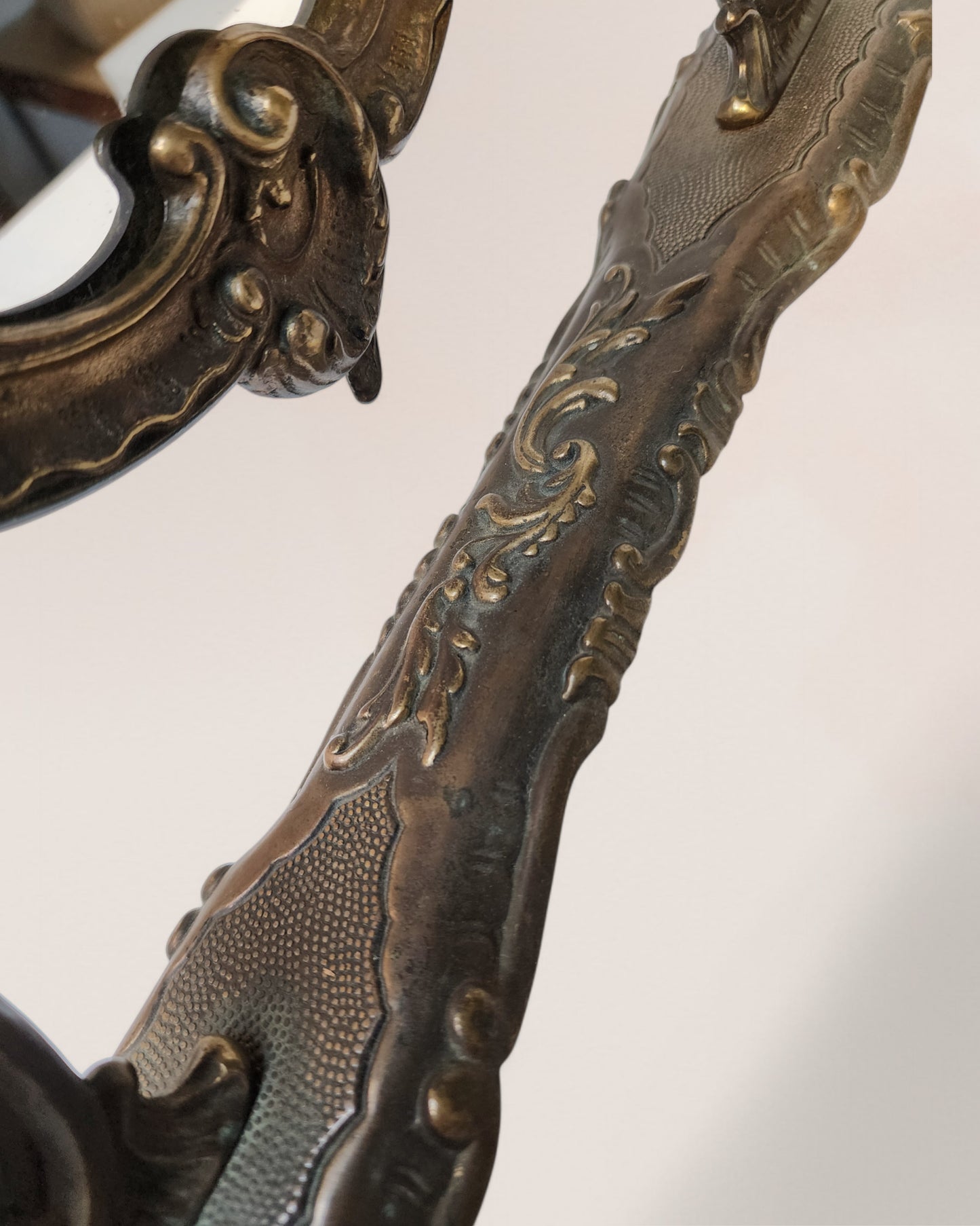Early 1900s Antique Bronze Swinging Vanity Mirror - Rococo Style