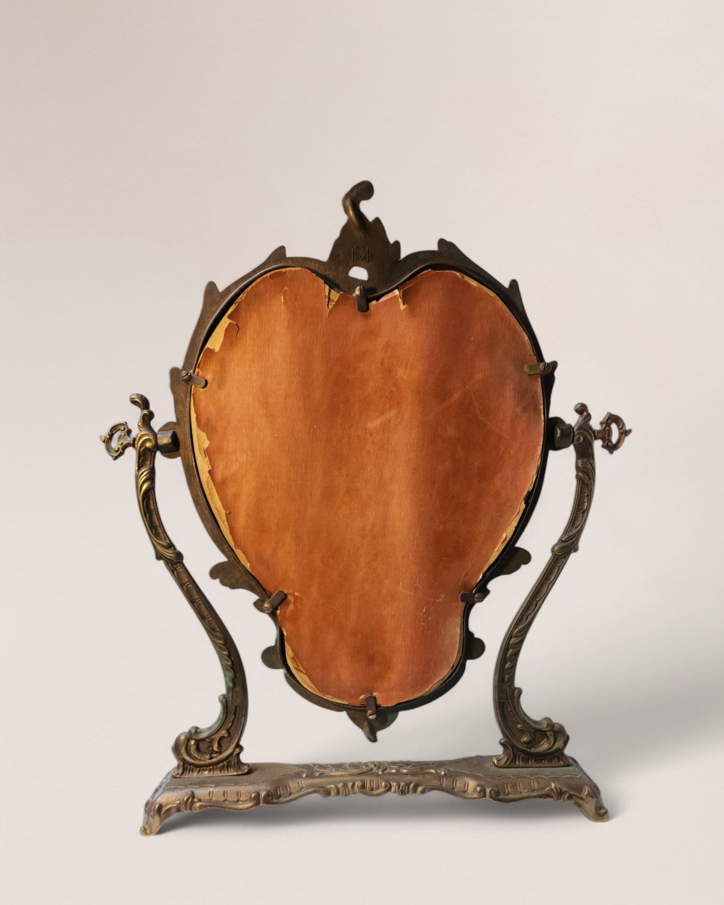 Early 1900s Antique Bronze Swinging Vanity Mirror - Rococo Style