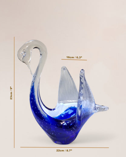Vintage 1960s/70s Venetian "Murano" Hand-Blown Glass Swan Figurine