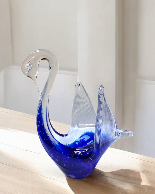 Vintage 1960s/70s Venetian "Murano" Hand-Blown Glass Swan Figurine