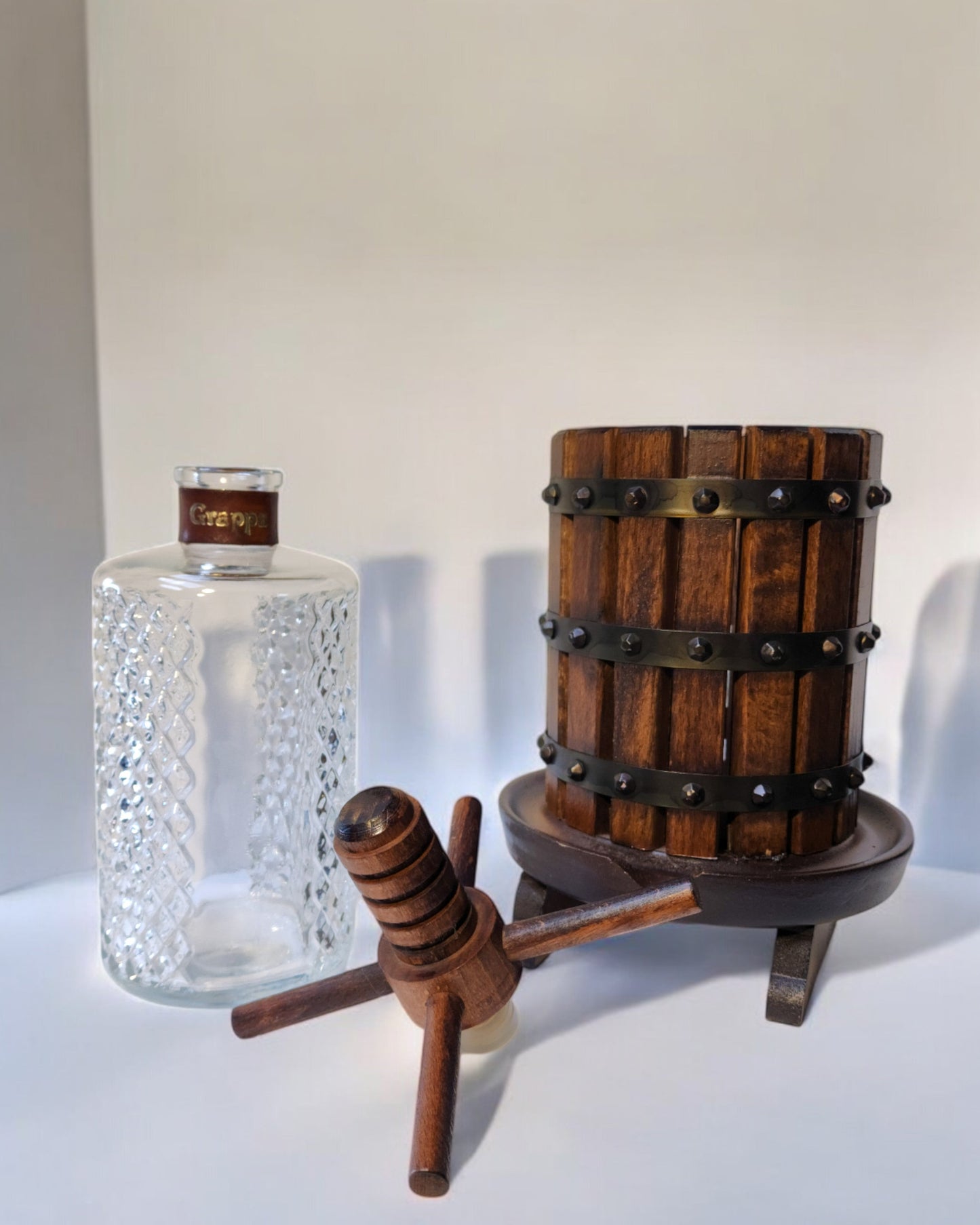 Vintage 1970s Grappa Liquor Wine Press Shaped Decanter