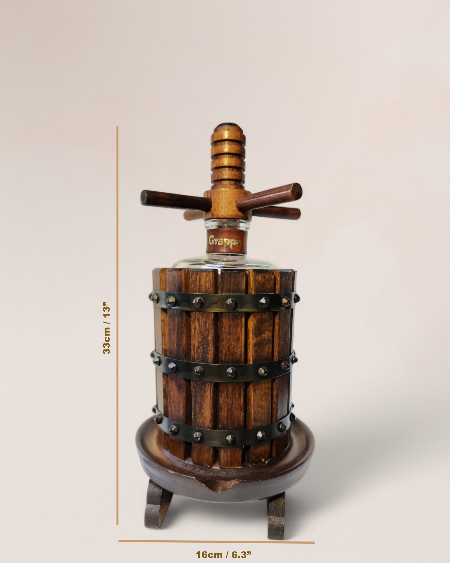 Vintage 1970s Grappa Liquor Wine Press Shaped Decanter