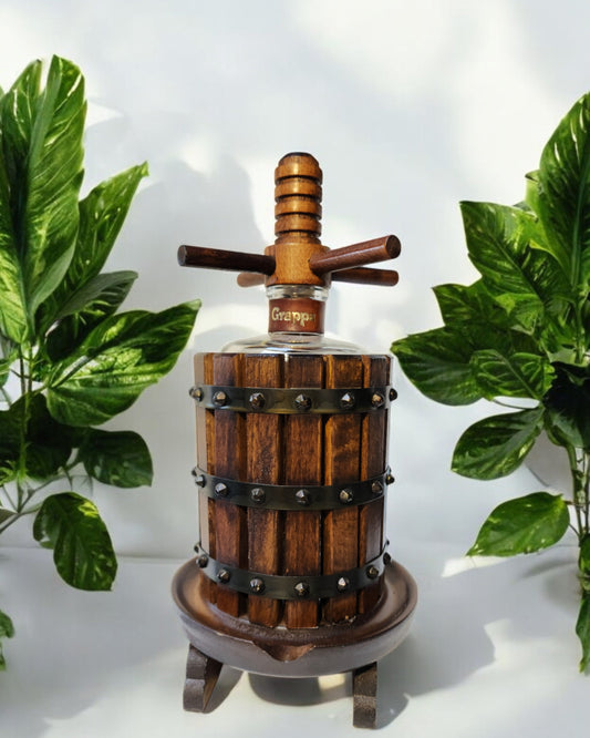 Vintage 1970s Grappa Liquor Wine Press Shaped Decanter