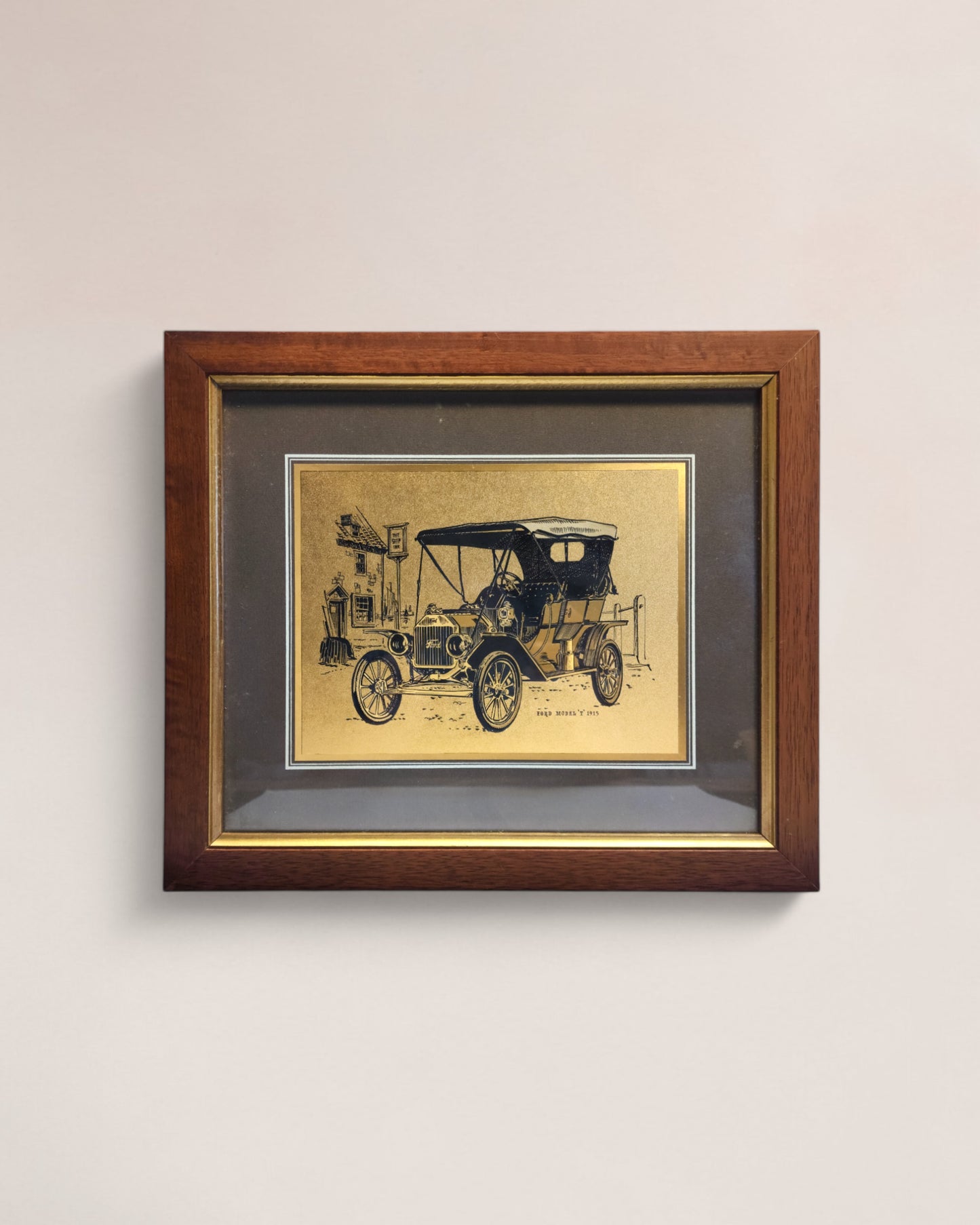 Set of 4 Vintage Dufex Gold Foil Framed Art Prints