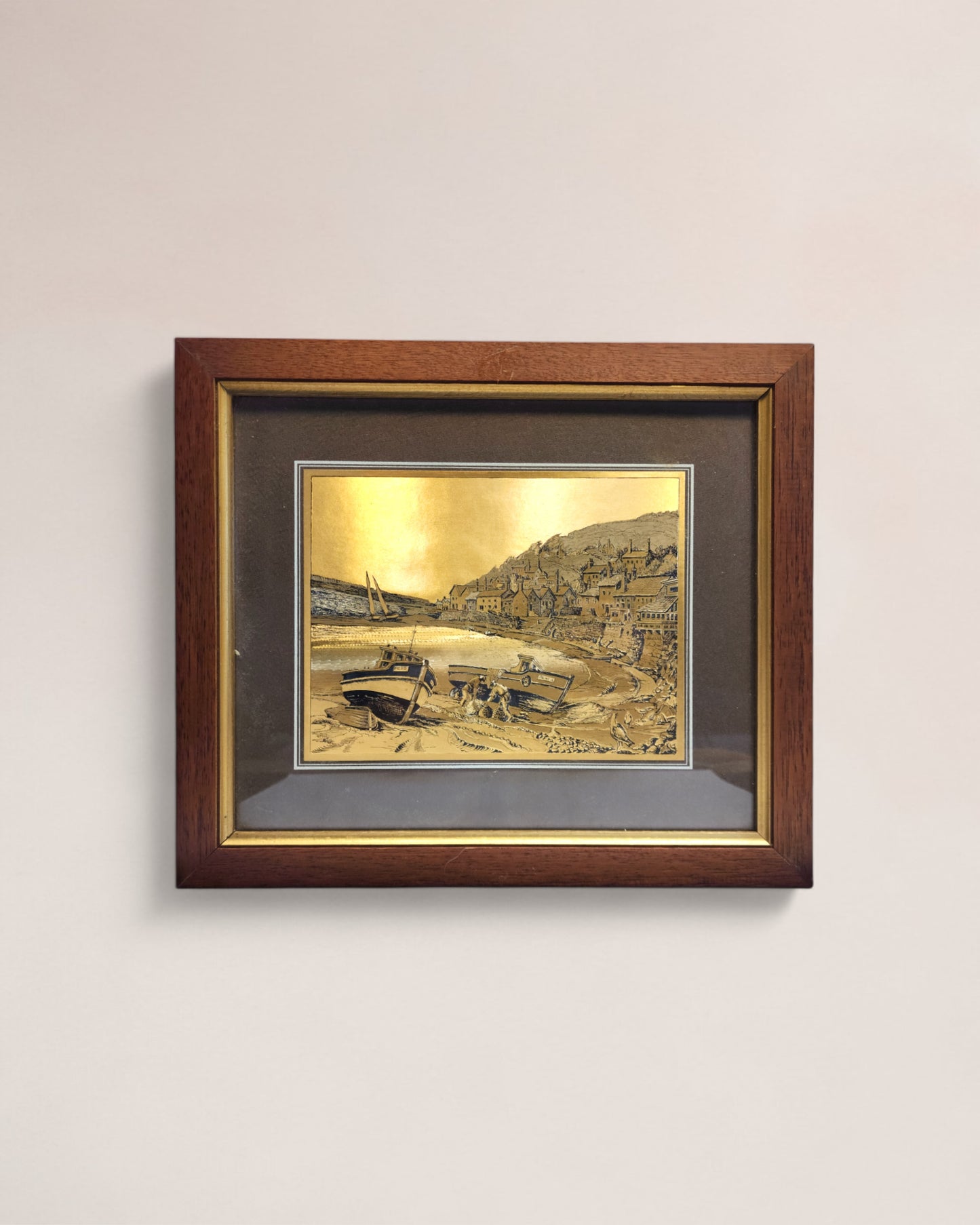 Set of 4 Vintage Dufex Gold Foil Framed Art Prints