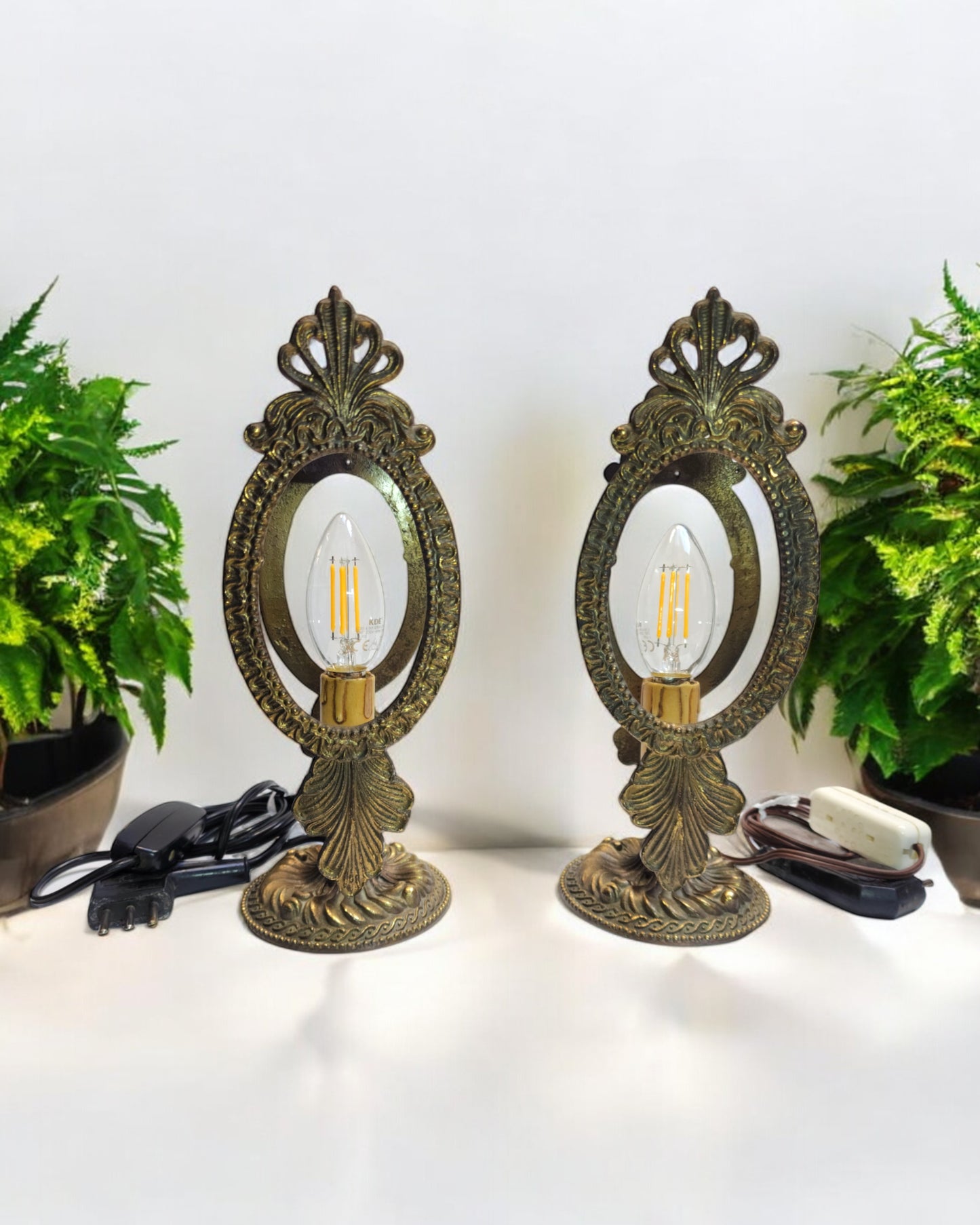 Pair Of Vintage 1960s Italian Brass Table Lamps