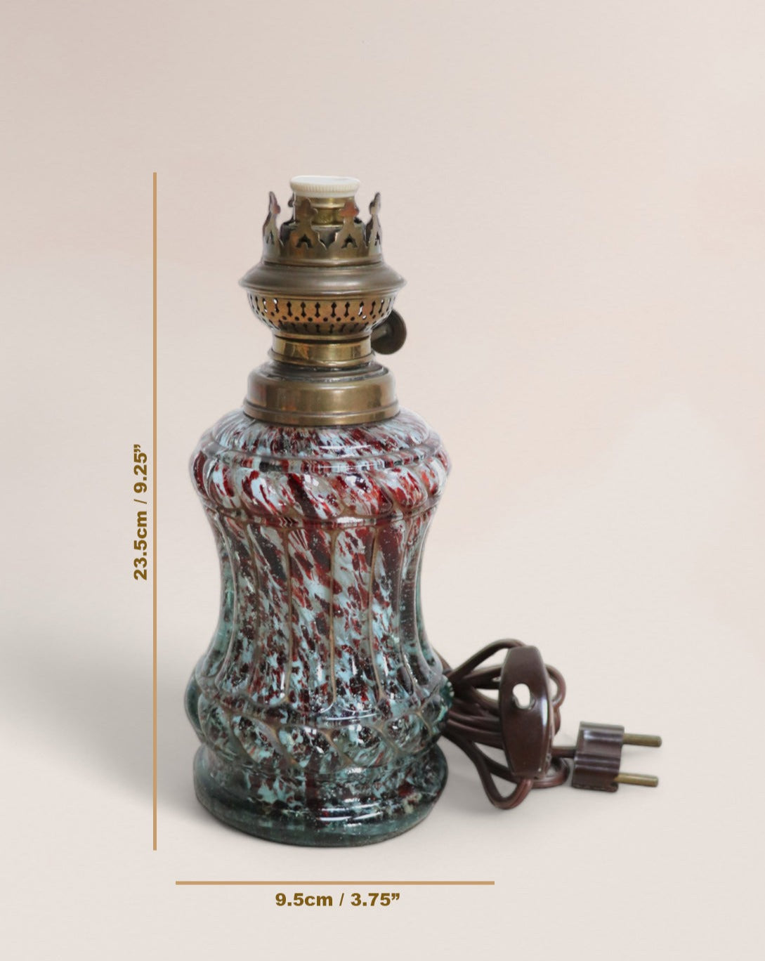 1920s Antique Clichy Glass Oil Lamp with Electric Modification