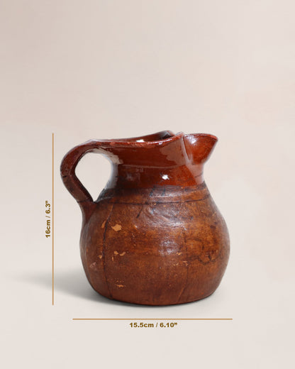Vintage Mid 20th Century Studio Pottery Pitcher Jug with Leather Wrapping