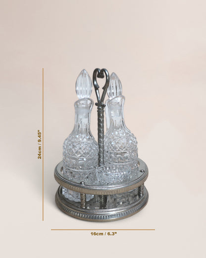 Victorian Era Style, Italian Crystal Glass Cruet Set, Early 20th Century
