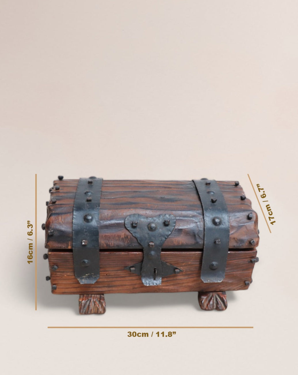 Spanish Wood Treasure Chest Mid 20th Century - Vintage Medieval Style