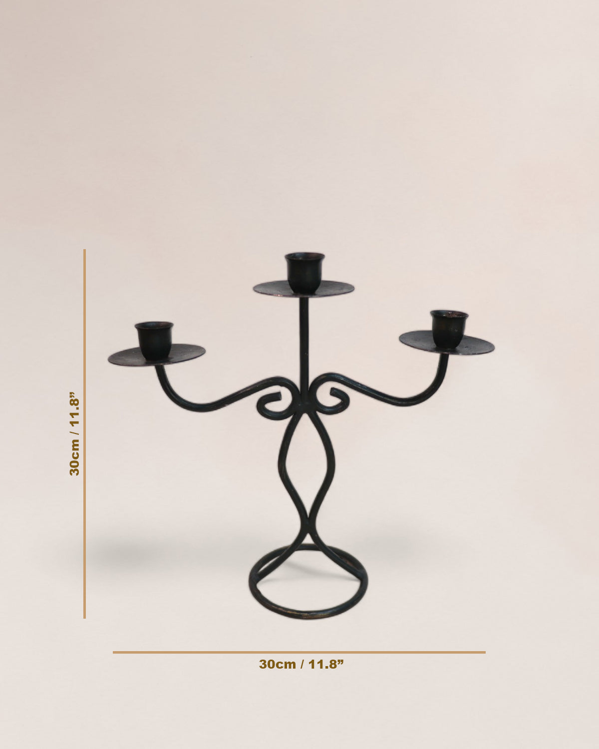 Vintage 1970s Cast Iron Candelabra with 3 Stands