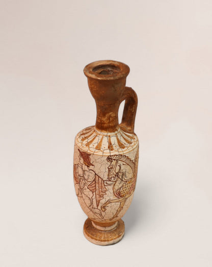 Greek Lekythos Vase Pottery Mid 20th Century, Museum Ancient Greek Replicas