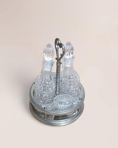 Victorian Era Style, Italian Crystal Glass Cruet Set, Early 20th Century