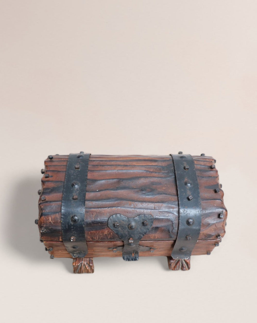 Spanish Wood Treasure Chest Mid 20th Century - Vintage Medieval Style