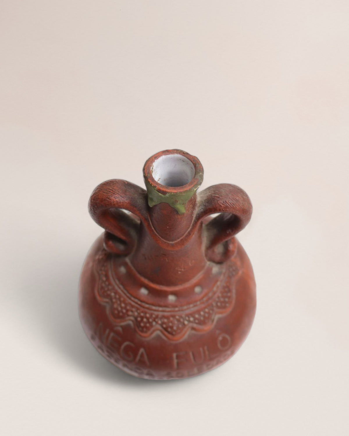 Vintage Rare Nega Fulo Terracotta Clay Pottery Liquor Bottle