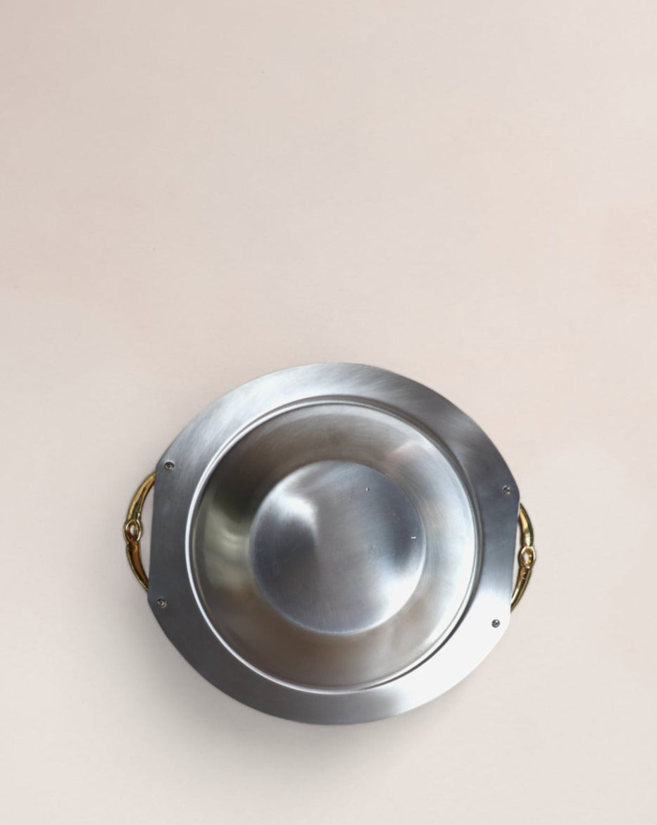 Vintage Chantall 18/10 Stainless Steel Handled Tray with 24k Gold Floral Etching