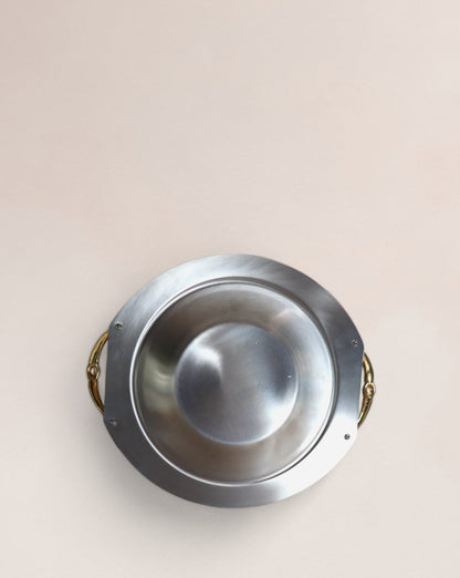 Vintage Chantall 18/10 Stainless Steel Handled Tray with 24k Gold Floral Etching