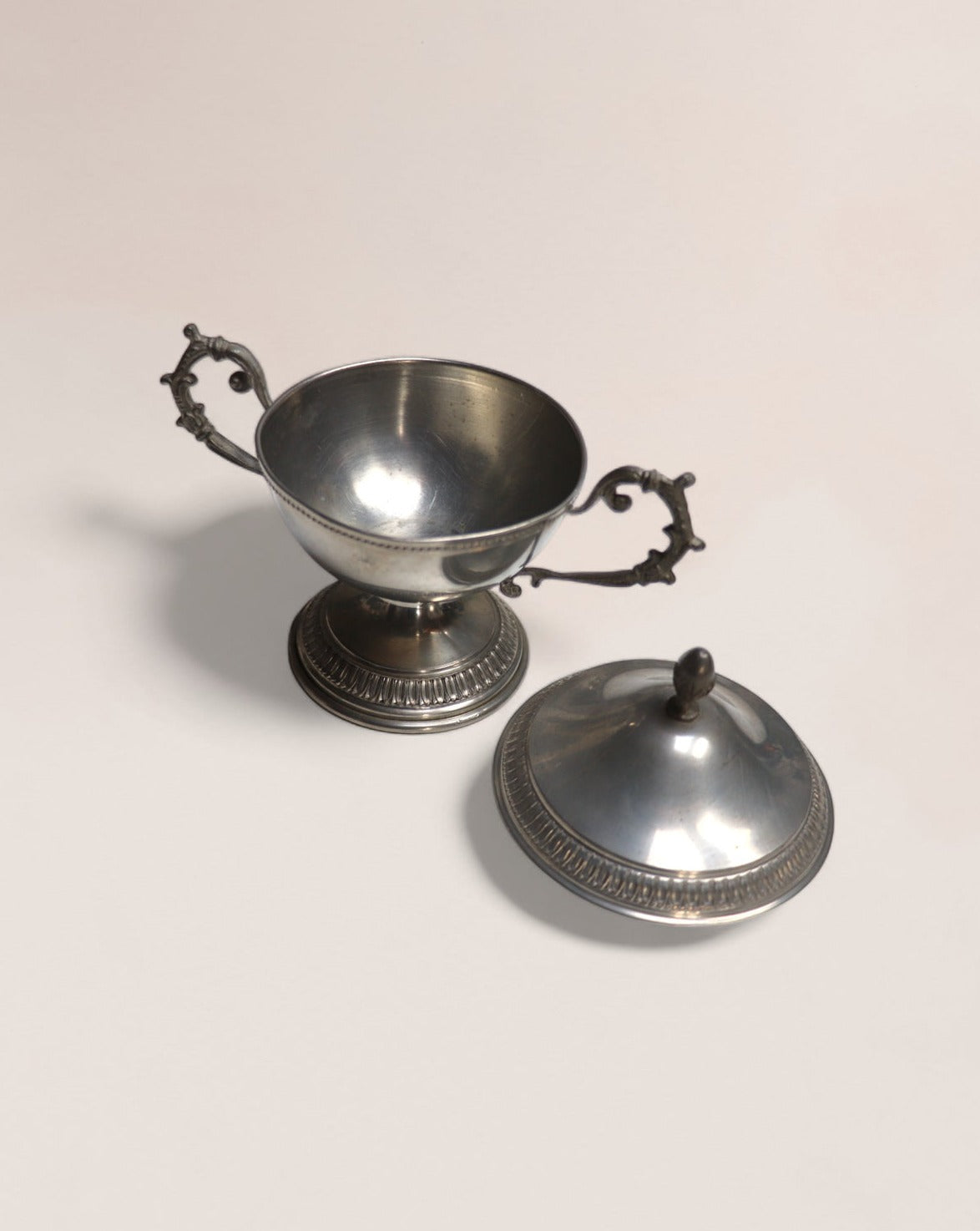 Exquisite Pewter and Porcelain Service Set