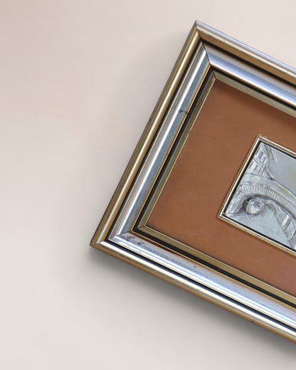 Vintage Creazioni Artistiche Su Metalli 925 Silver Miniature Engraved Framed Art
