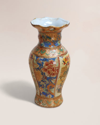 Modern Vintage Chinese Japanese Satsuma Style Porcelain Vase