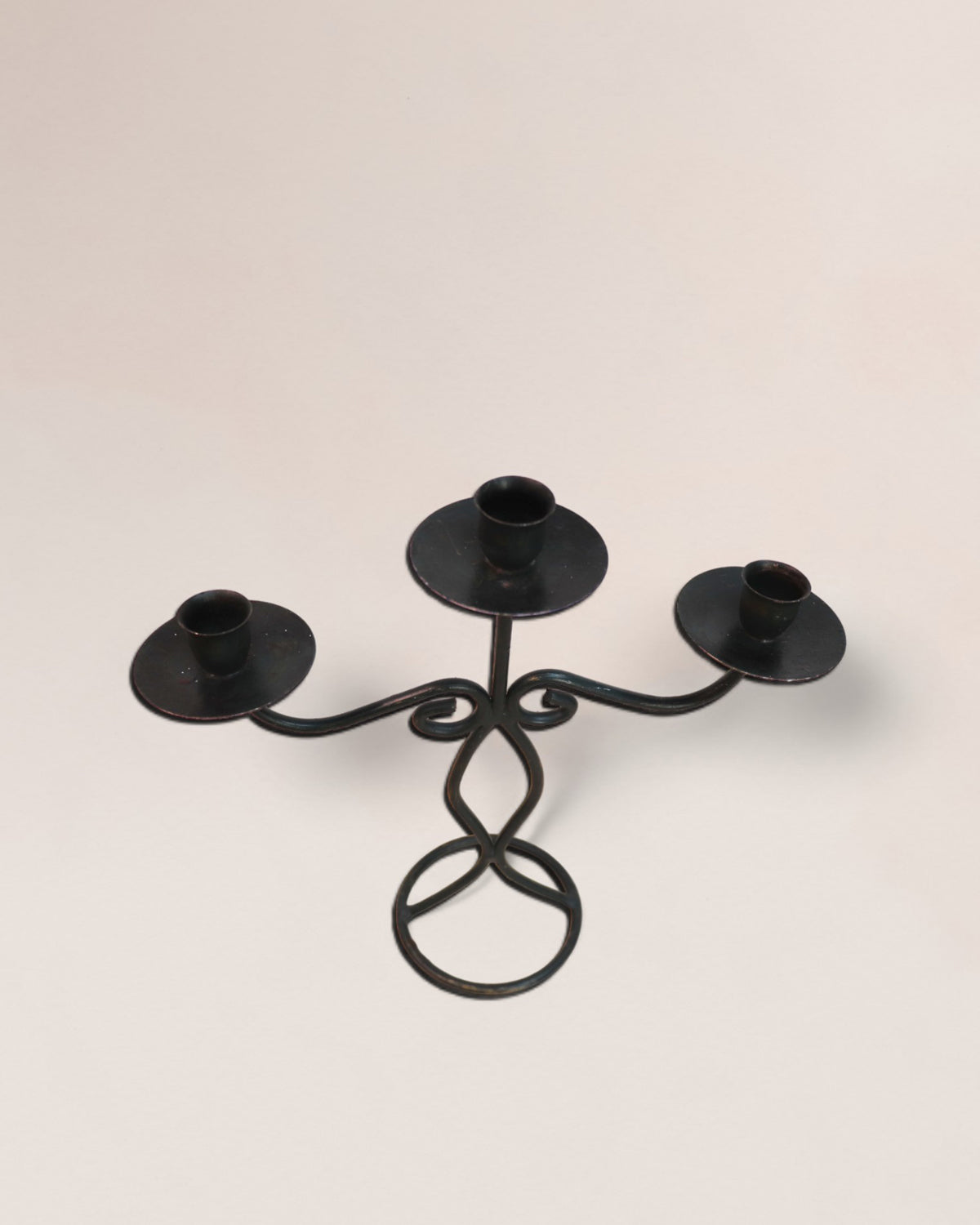 Vintage 1970s Cast Iron Candelabra with 3 Stands