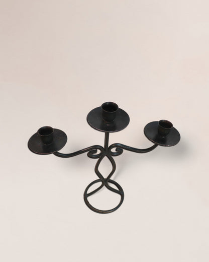 Vintage 1970s Cast Iron Candelabra with 3 Stands