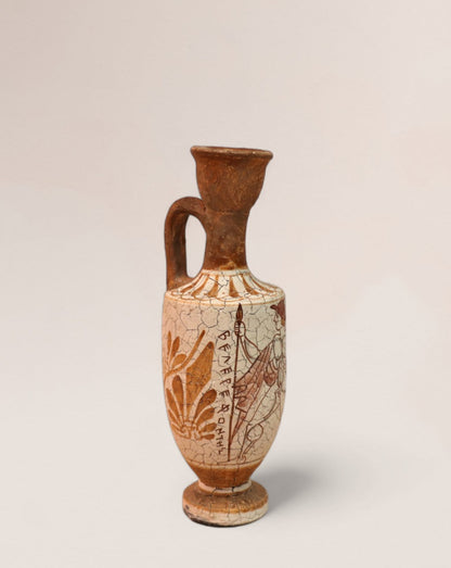 Greek Lekythos Vase Pottery Mid 20th Century, Museum Ancient Greek Replicas