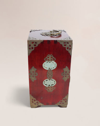 Vintage Mid 20th Century Chinese Rosewood and Jade Jewelry Box