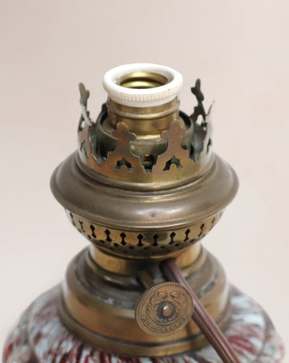 1920s Antique Clichy Glass Oil Lamp with Electric Modification