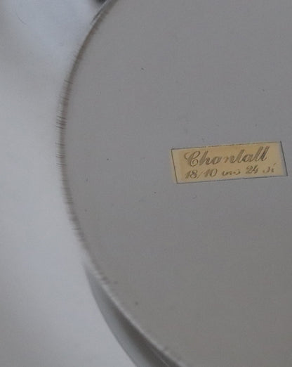 Vintage Chantall 18/10 Stainless Steel Handled Tray with 24k Gold Floral Etching