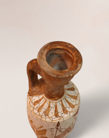 Greek Lekythos Vase Pottery Mid 20th Century, Museum Ancient Greek Replicas