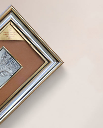 Vintage Creazioni Artistiche Su Metalli 925 Silver Miniature Engraved Framed Art