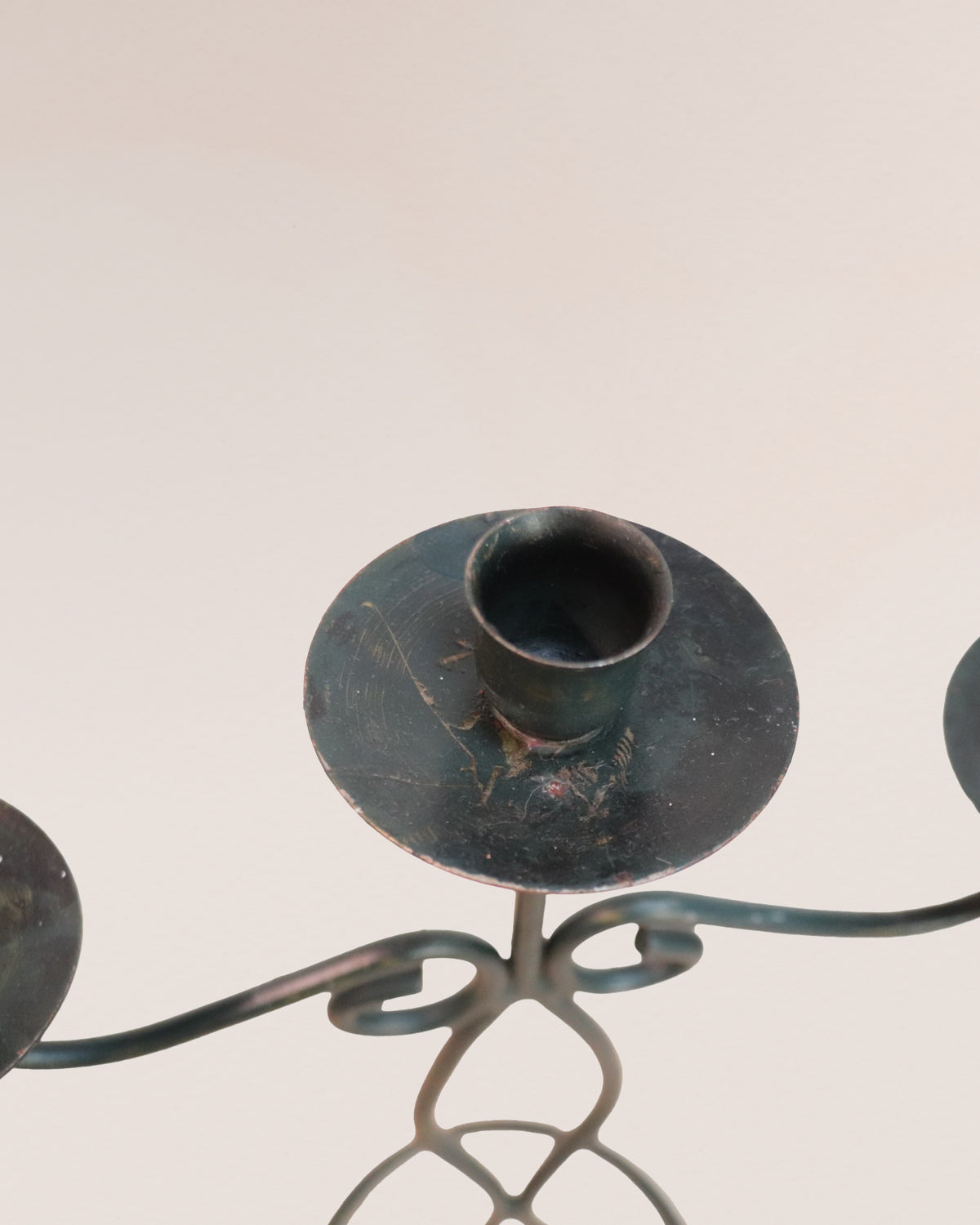 Vintage 1970s Cast Iron Candelabra with 3 Stands