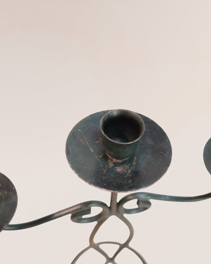 Vintage 1970s Cast Iron Candelabra with 3 Stands