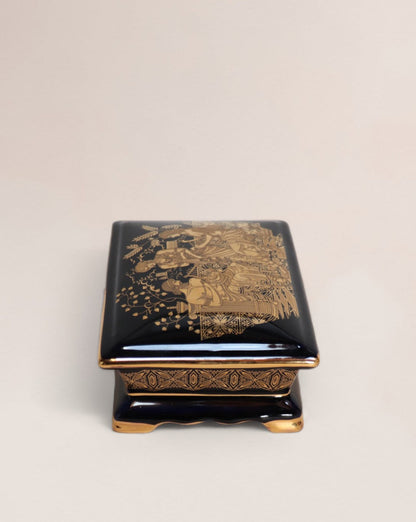 Greek Ceramic Jewelry Box with 24k Gold Decorations