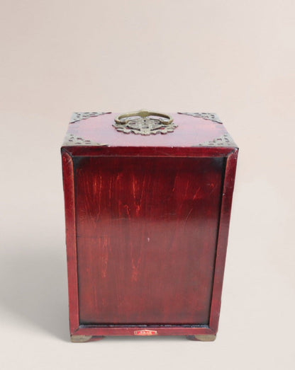 Vintage Mid 20th Century Chinese Rosewood and Jade Jewelry Box